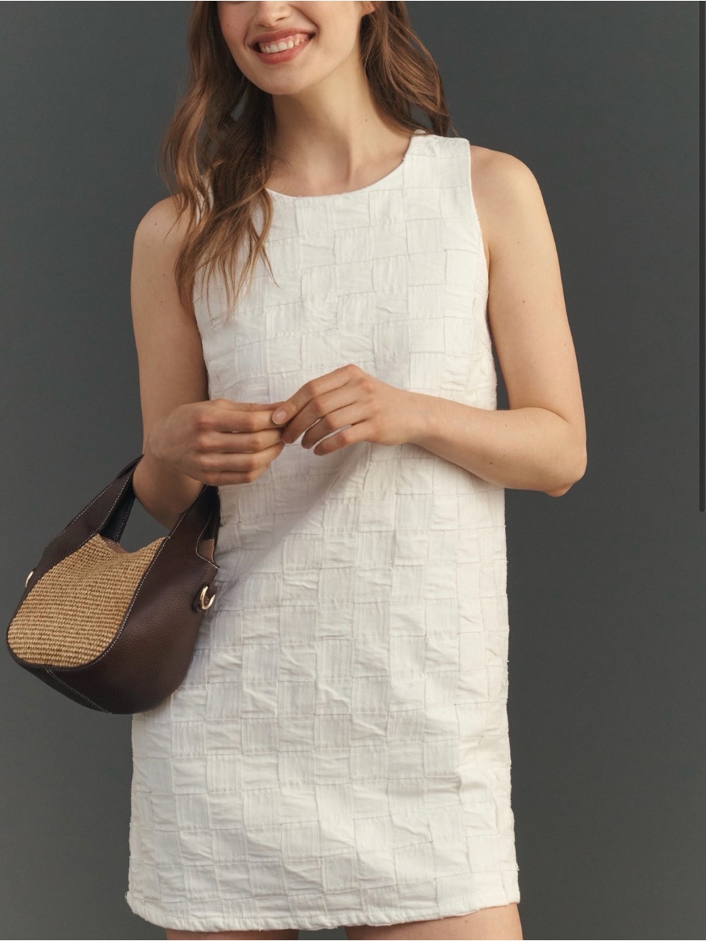 Anthropologie Maeve Textured Denim Shift Dress